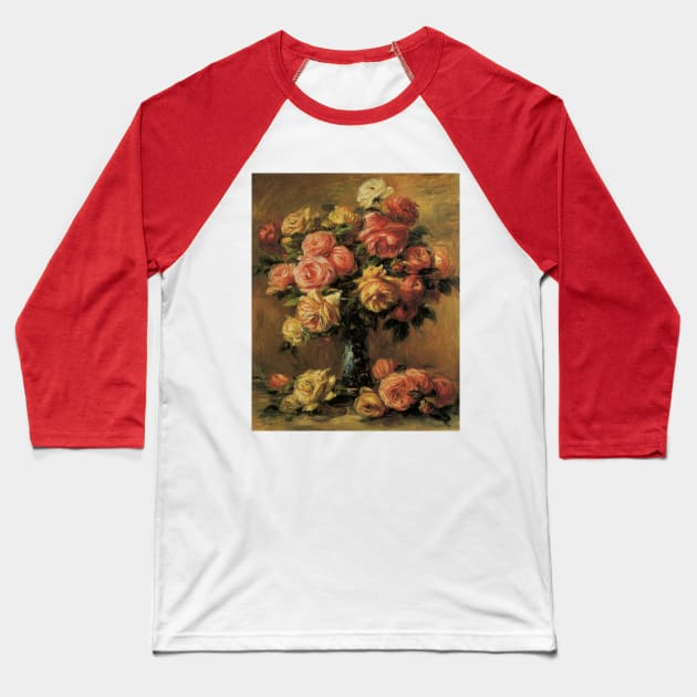 Roses in a Vase by Pierre Renoir Baseball T-Shirt by MasterpieceCafe